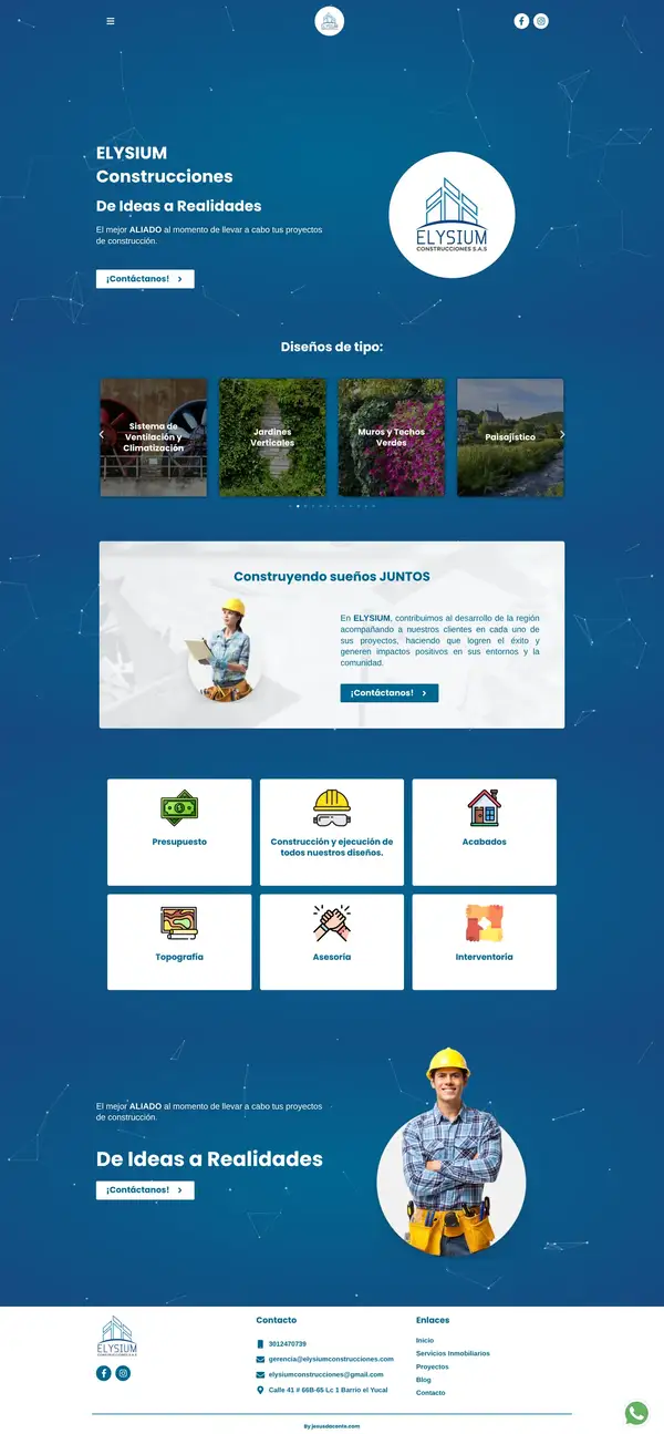 Captura del sitio web Elysium Construcciones - Arquitectura