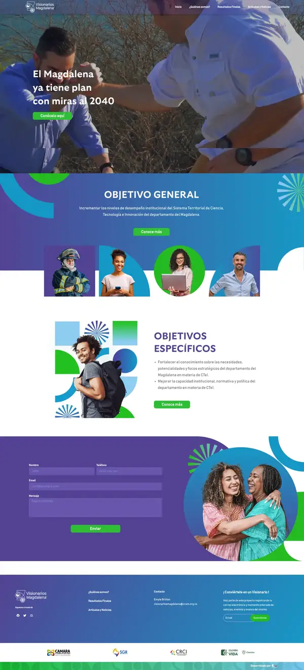 Captura del sitio web Visionarios Magdalena - CTeI