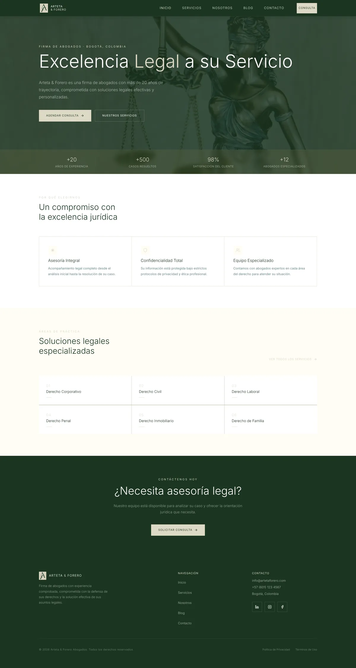 Captura del proyecto Arteta y Forero - Firma de abogados