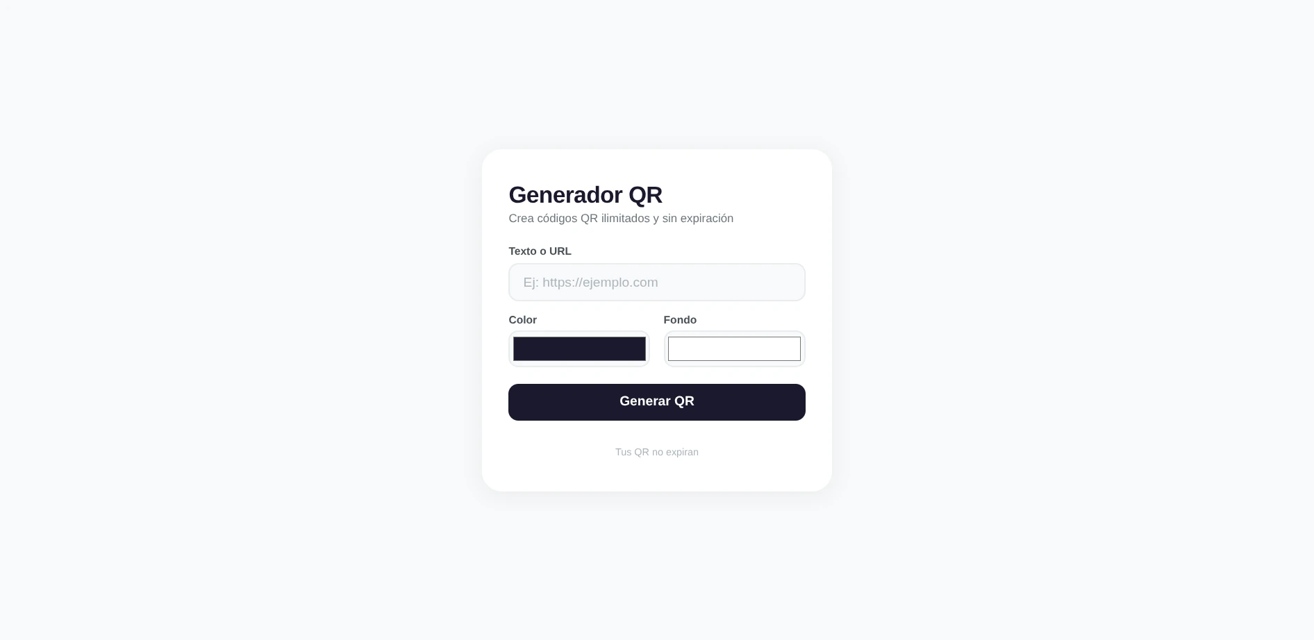 Captura del proyecto Generador QR - Códigos QR personalizados